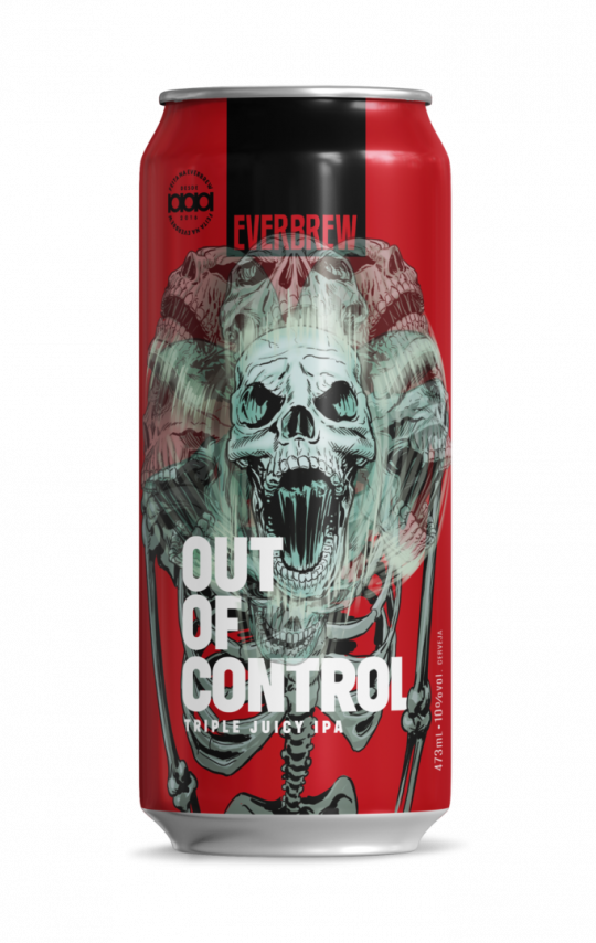 Lata com rótulo Out Of Control da Cervejaria Everbrew.