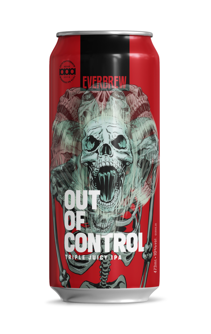 Lata com rótulo Out Of Control da Cervejaria Everbrew.