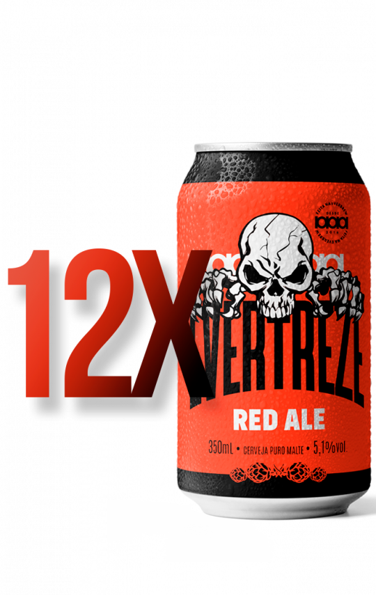 Mockup Caixa 12 unidades Evertreze Red Ale lata 350ml.