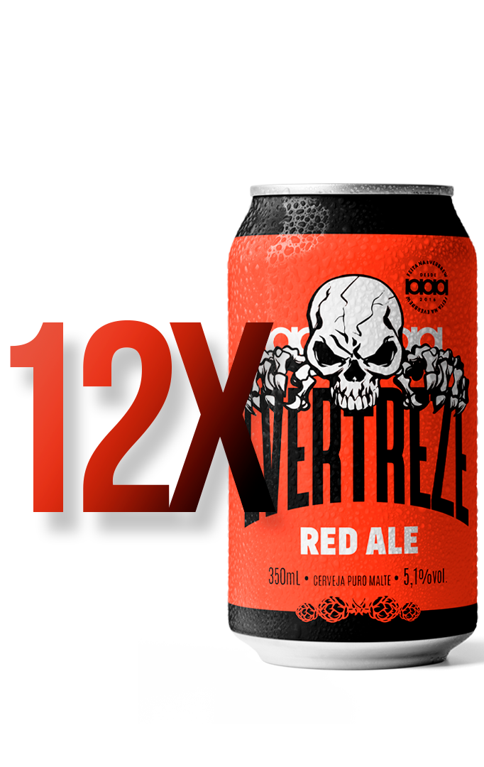 Mockup Caixa 12 unidades Evertreze Red Ale lata 350ml.